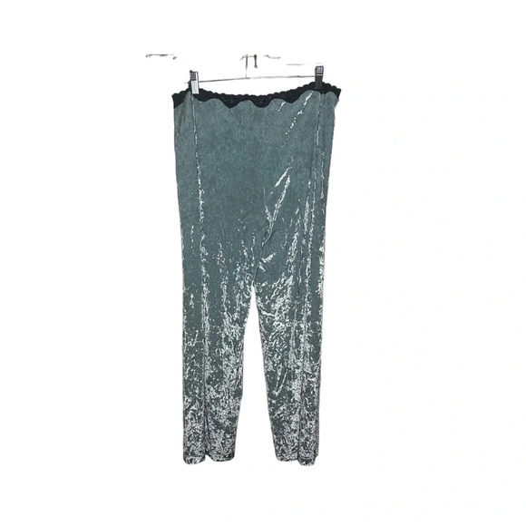 Victoria’s Secret Y2K Crushed Velvet Blue Lace Pants L - Picture 1 of 4
